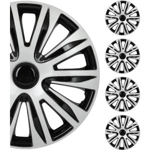 SCITOO Premium 16 Inch Hubcaps Set of 4 Wheel Rim Cover OEM Style Easy Snap On Car Truck SUV Hub Cap Replacement for Dodgefor Honda,for Mazda,for Kia,for Ford,for Mitsubishi,for Hyundai,etc. (Gloss Black & Silver)