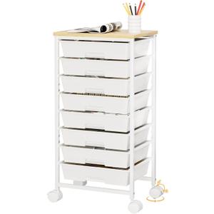 Homde Rolling Storage Drawer Cart: 8-Drawer Sort to Clear Desk & Dresser Clutter - Anti-Fall Smooth Glide Prevents Spill-Out During Daily Grab - Lockable Wheels Keep It Steady