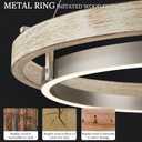 LED Ring Chandelier Weathered Wood Nickel Chandelier Dimmable Round Foyer Chandeliers Light Farmhouse Circular Chandeliers for Dining Room Entry Bedroom Office Living Room, 24in, 30W Downlight