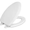 Centoco Elongated Toilet Seat Soft Close, Closed Front with Cover, Molded Wood, Made in the USA, 900SC-001, White