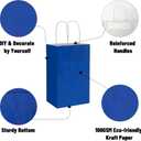 100 Pack 5.25x3.25x8.25 Inch Small Royal Blue Kraft Paper Bags with Handles Bulk, Toovip Gift Wrap Bags for Favor Grocery Retail Party Birthday Shopping Business Goody Craft Merchandise Take Out Sacks