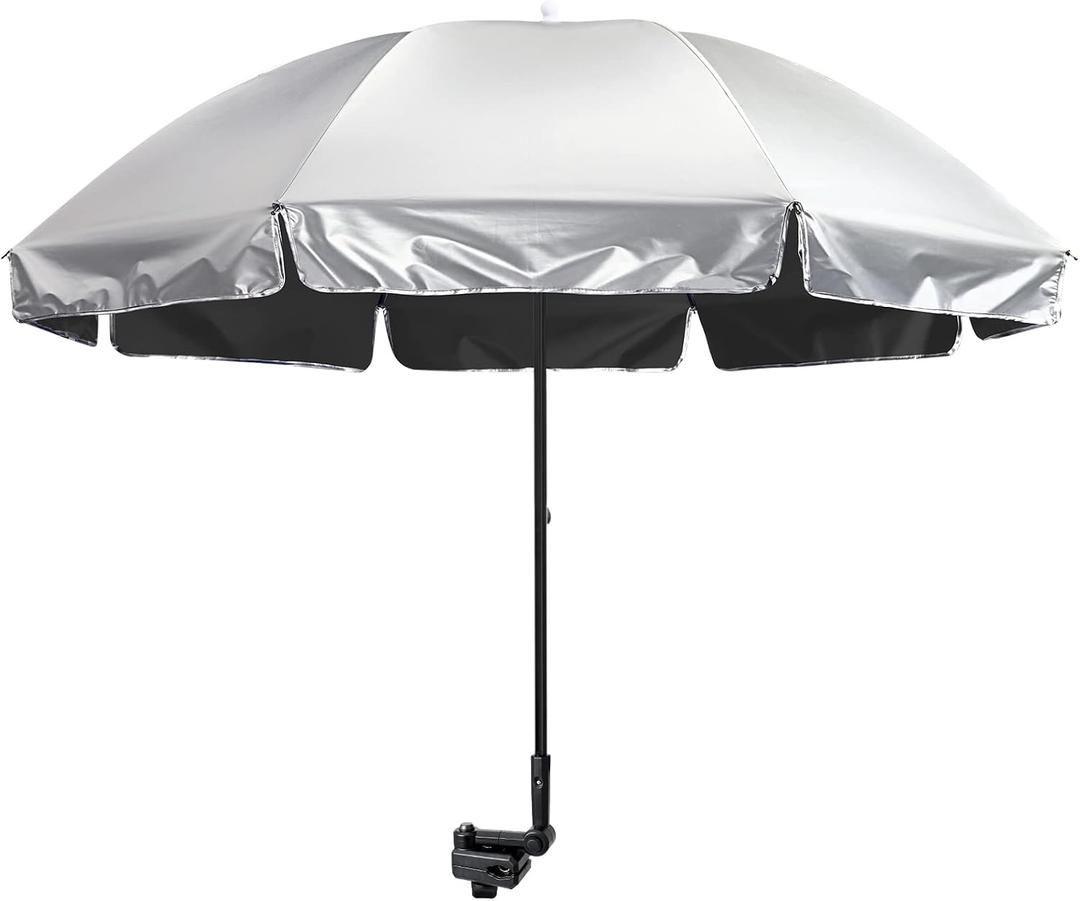 G4Free UPF 50+ Universal Clamp On Umbrella Adjustable Outdoor UV Protection Beach Chair Umbrella for Strollers, Wheelchairs, Patio Chairs, and Golf Carts