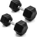CAP 30lb Rubber Coated Hex Dumbbell, Chrome Grip, Free Weights, Pair