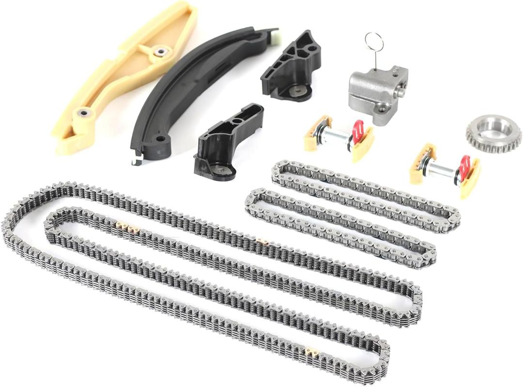 Timing Chain Kit Compatible with Explorer Taurus F-150 Mustang Edge Transit-150 250 350 HD 2011-2019 3.5L 3.7L, for MKS/MKZ 13-16 MKX 11-16 3.7L Engine Time Parts Tensioner, Crankshaft Gear, Guide (for Expedition-auto)