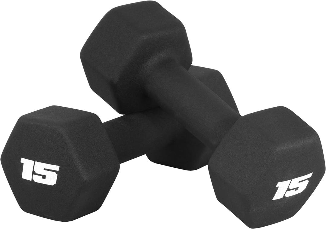 CAP Neoprene Dumbbell Pair, Non-Slip Grip, Black, 15 lb