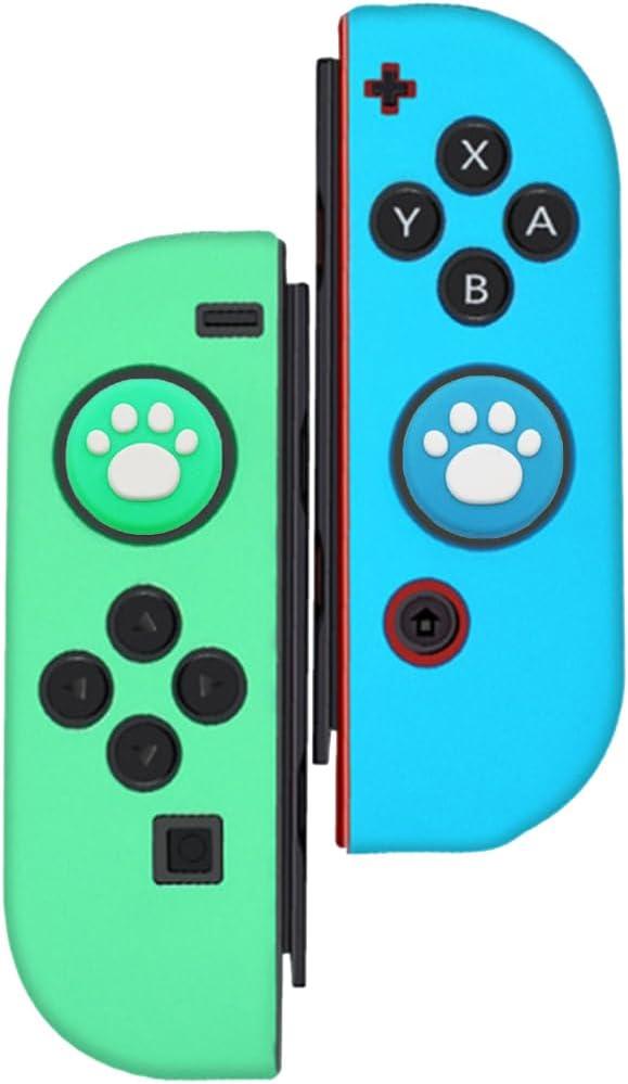 2 x Swi-itch Controller Ni-Tendo Swi-itch Transparent Cover, Ni-Tendo Swi-itch Soft Film Compatible with O-L-E-D Swi-itch Controllers (Comes with 2 Thumb Sleeves)