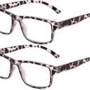 2 Pack Reading Glasses, Leopard Frames Blue Light Blocking Readers,Filter UV Ray/Glare Computer Reading Glasses, Lightweight Spring Hinges Eyeglasses for Women Men(2-pack Leopard,3.5)