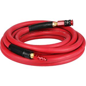 Keepro Rubber Air Hose, Durable Air Compressor Hose 3/8 Inch ID By 25 Feet Long with Swivel Universal Aluminium Quick Coupler and Plug, 300 PSI Maximum Pressure, Red