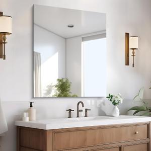 CILIBER Frameless Mirror, 30x36 Mirrors for Wall, Rectangle Bathroom Mirror for Over Sink, Frameless Vanity Mirror with Polished Edge, 3mm Tempered Glass, Hangs Horizontally or Vertically