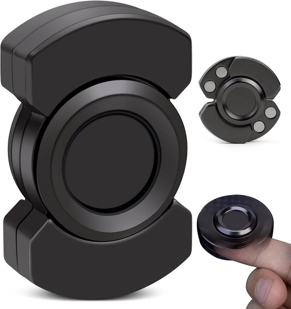 3-in-1 Fidget Spinner, Slider, Clicker| EDC Metal Fidget Toys Adults | Stainless Steel Bearing Stable Spin | Help Relieves Anxiety & Tension | Enhances Focus & Clarity | Compact & Portable, Black