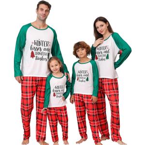 ANGELGGH Matching Family Christmas Pajamas Sets, Holiday PJs with Top and Pants, Cute 2 Piece Sleepwear for Couples/Women/Men (Women, S, Red Green Tree)