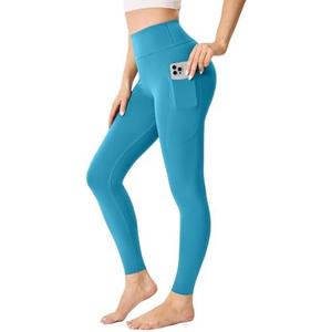 Gefyvcf Womens Seamless Leggings 28" Inseam with Pockets Buttery Soft High Waisted Tummy Control Full Length Yoga Pants Size S
