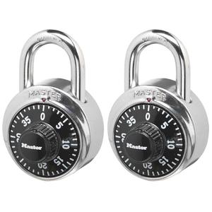 Master Lock Black Gym Locker Lock Combination Padlock, Indoor Combo Lock with Preset 3-Digit Code for Cabinets, Storage, Pack of 2, 1500T