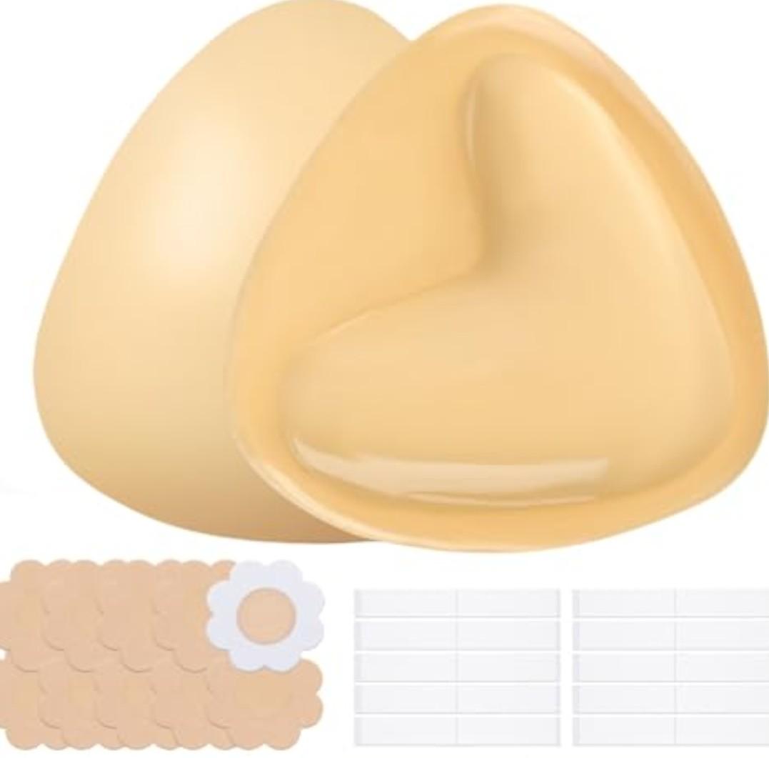 BELCKOS Double Sided Sticky Bra Inserts, Reusable Adhesive Push up Sticky Bra Pads for Women Bikini Swimsuit Strapless Bras, B