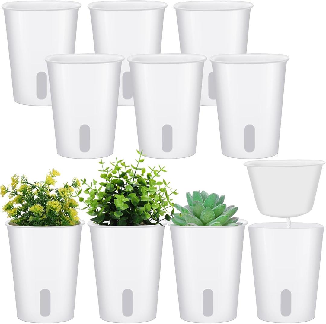 10 Pcs 3 Inch Self Watering Pots Self Watering Planters for Indoor Planters Plastic Garden Flower Pots with Level Indicator Vents for Herbs