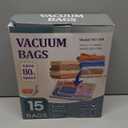 Space Saver Vacuum Storage Bags with Portable Electric Pump, Vacuum Seal Bags for Clothing Travel, Compression Bags for Travel & Home, Clothes, Blankets, Seasonal Storage, 15 Combo (5L/5M/5S)