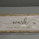 Wash Your Worries Away Funny Bathroom Wall Decor 32x12 Inch Wood Framed Sign Toilet Restroom Modren Laundry Room Wall Art Hanging (Wood)