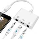 Dual 3.5mm Headphone Adapter Compatible for iPhone iPad, 3 in 1 Earphone Jack Audio and Charging Adapter Compatible with iPhone 14/13/12/11 iPad, Plug & Play