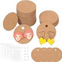Tanstic 600Pcs Round Earring Display Cards Kit, 40mm/1.57" Earring Cards, Earring Card Holder, Earring Packing Cards with Earring Backs and Self-Sealing Bags for Jewelry Display(Brown), Small