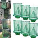 6 Pack Ranch Fly Traps Outdoor Hanging, Reusable Stable Fly Hunter Catcher Cage with Food Bait Tray, Flies Control Killer Repellent for Barn, Orchard, Farm, Horse, Patio