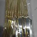 150PCS Gold Plastic Silverware, Heavy Duty Utensils, Disposable Plastic Cutlery Silverware Include 50 Forks, 50 Knives, 50 Spoons for Party and Wedding, Shiny Bead