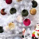 Velvet Ornaments for Christmas Tree 16 Pack 3.15" Velvet Christmas Ball Set, Luxurious Holiday Tree Ornaments for Home Decor, Brown Green