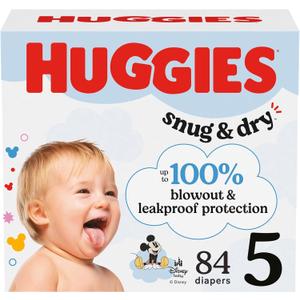 Huggies Size 5 Diapers, Snug & Dry Baby Diapers, Size 5 (27+ lbs), 84 Count 