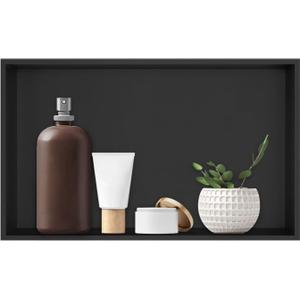 Shower Niche, Stainless Steel Elegant Bathroom Niche, No Tile Needed Recessed Shower Shelf Organizer for Storage (12*24*4 Inch, Black)