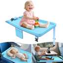 Toddler Airplane Bed - Airplane Seat Extender for Kids - Barrier Designed Flyaway Kids Bed Airplane with Pockets - Portable Plane Bed Foot Rest for Flights Travel Essentials Blue (Black)