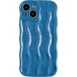 Caseative for iPhone 15 Case,Water Ripple Pattern Curly Wave Frame Soft Compatible with iPhone Case (Blue,iPhone 15)