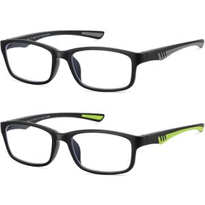 Sport Reading Glasses Men Photochromic Lens Blue Light Blocking Computer Reader Wide Style Spring Hinge Eyeglass LK6082 (Photochromic (Black +Green))