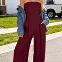 XXTAXN Women's Sexy Elegant Strapless Tube Sleeveless Cocktail Party Work One Piece Wide Leg Jumpsuit With Side Pocket Winered (Red)