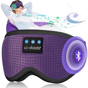 LC-dolida Sleep Headphones, Sleep Mask Bluetooth Wireless Music Eye Mask, Sleeping Headphones for Side Sleepers Sleep Mask with Bluetooth Headphones Ultra-Thin Stereo Speakers Perfect for Sleeping.