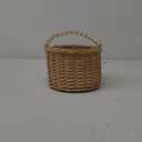 Wicker Rattan Flower Girl Basket - Pearl Handle Wedding and Home Decor (4)
