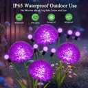 Solar Halloween Lights Outdoor Waterproof, 4 Pack Purple Solar Firefly Swaying Lights with Flowers, Flower Light Garden Decor for Halloween Christmas Outside Yard Patio, Gifts for Women Grandma