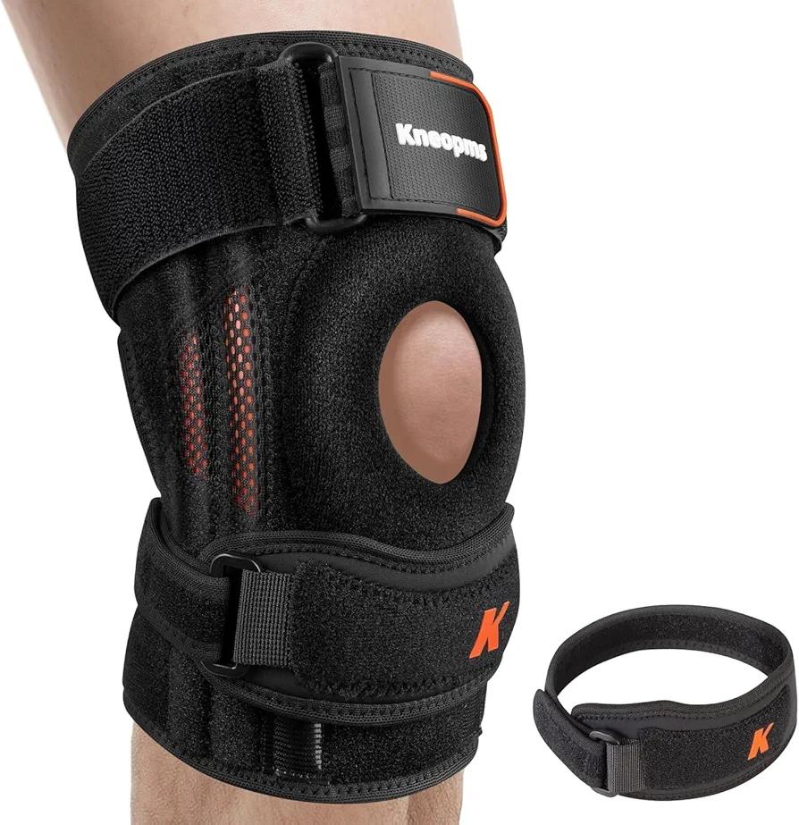 2 in 1 knee brace with side stabilizers and patella pad for pain relief, adjustable compression knee support, knee sleeve for meniscus tear, ACL