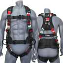AFP Fall Protection Full-Body Premium Safety Harness, 8 Thick Support Belt, Aluminum D-Rings, Tongue Buckle (OSHA/ANSI PPE) (Mexican Flag)