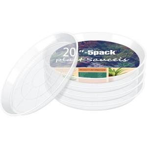 4 6 8 10 12 14 16 18 20 22 Inch Clear Plant Saucer, 5 Pack Durable Plastic Water Catcher Trays for Flower Pots, Plant Drip Trays for Indoor Outdoor Planter(20inch)