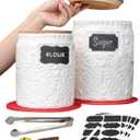 Ceramic Canisters Sets for the Kitchen Set of 2 - 94/52 Oz - Food Storage Containers, Airtight Bamboo Lid, Decorative Flour Coffee Sugar Canister, Food Container for Coffee, Sugar, Cookie, Treat Jar