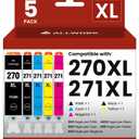 ALLWORK 270 271 Compatible Ink Cartridge Replacement for Canon PGI-270XL CLI-271XL to use with PIXMA MG6820 MG6821 TS6020 TS5020 MG7720 TS9020 (PGBK Black Cyan Magenta Yellow) 5 Packs