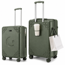 Somago 20" Expandable Hardside Suitcase with RPO Material | Swivel Caster with Cup Holder, Scratch-Resistant & Wear-Proof Surface for Smooth Rolling.