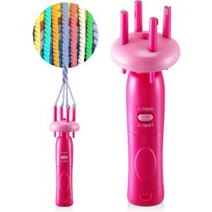 Enhon Cord Maker Portable Fringe Twister, Handheld Cord Maker for Craft Yarn Making Twister for Beginners (Patent Pending)(Pink)