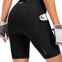 Bikewa Women's 4D Padded Bike Shorts Cycling Riding Road Biking Bicycle Cycle Shorts for Women Zipper Pockets (Large, Black)
