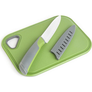 Culinary Elements Cutting Board and Pairing Knife Set Knife:8in Board:8in x6in Green