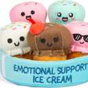 Emotional Support Ice Cream Cones by Relatable, Cuddly Stuffed Animals and Toys, Squishy Toys and Plushies, Great Gift Ideas for Loved Ones of All Ages, Includes 5 Plushies with Carrying Basket