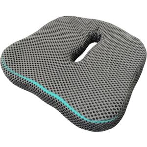 TPU Seat Cushion, 17.72x17.72x1.97 Inches, Square Mesh Design, Breathable Moderate Softness, Machine Washable Donut Pillow for Adult Seating Support Relief Tailbone(Black), Standard