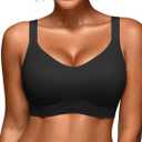Wireless Jelly Bras for Women - Plus Size Full Coverage Seamless Bra No Underwire, Supportive T-Shirt Bralette for Older (3X-Large, Black)