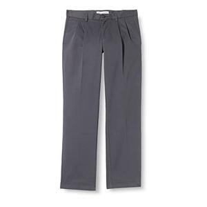 Men's Classic-Fit Wrinkle-Resistant Pleated Chino Pant (Big & Tall), Charcoal, 29W x 32L
