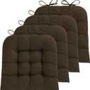 ELFJOY Chair Cushions for Dining Chairs Set of 4 Kitchen Seat Cushion Round Corner Indoor Seat Pad with Ties for Kitchen Living Office Room (Coffee) 17x17 Inch