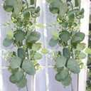 Artificial Eucalyptus Garland with gypsophila Flowers 2pcs 11.8ft Faux Greenery Garland Fake Eucalyptus Leaves for Wedding Arch Farmhouse Mantle Table Runner Decor Centerpiece Home Party Decor (green)